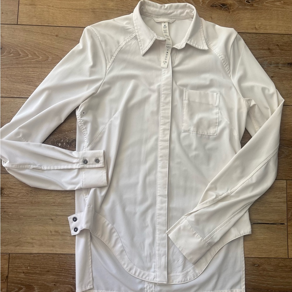 Lululemon White Button-Up Shirt.